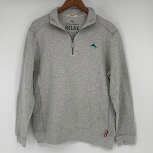 Tommy Bahama Cotton Relax Mens Quarter Zip Pullover Sweatshirt Grey M READ